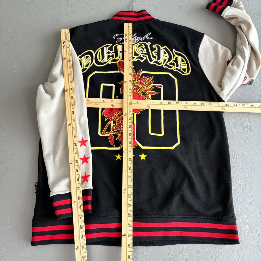 Brooklyn Cloth Mens XL Varsity Jacket High Demand Fleece Black Cream Streetwear - Picture 4 of 16